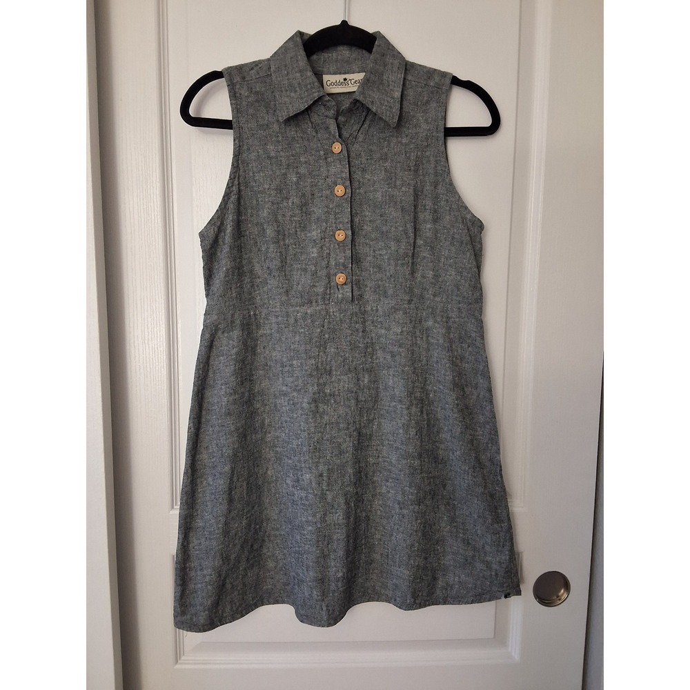 Goddess Gear S Sleeveless Shirt Dress Fit Flare Linen Sustainable Academia Mini